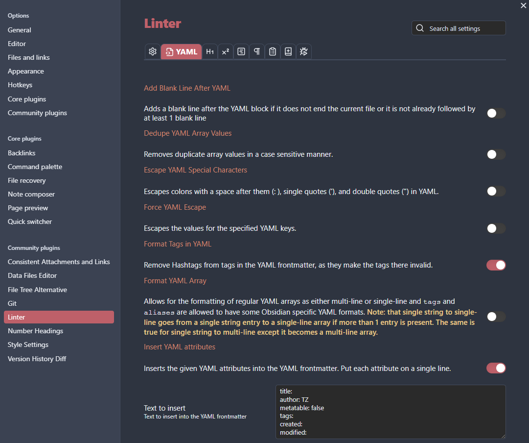 Obsidian plugin Linter