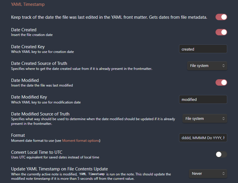 Obsidian plugin Linter Timestamp